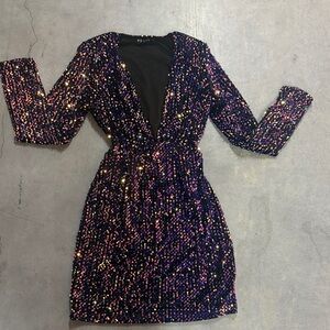 Fashion Nova Iridescent Purple Sequin Mini Dress